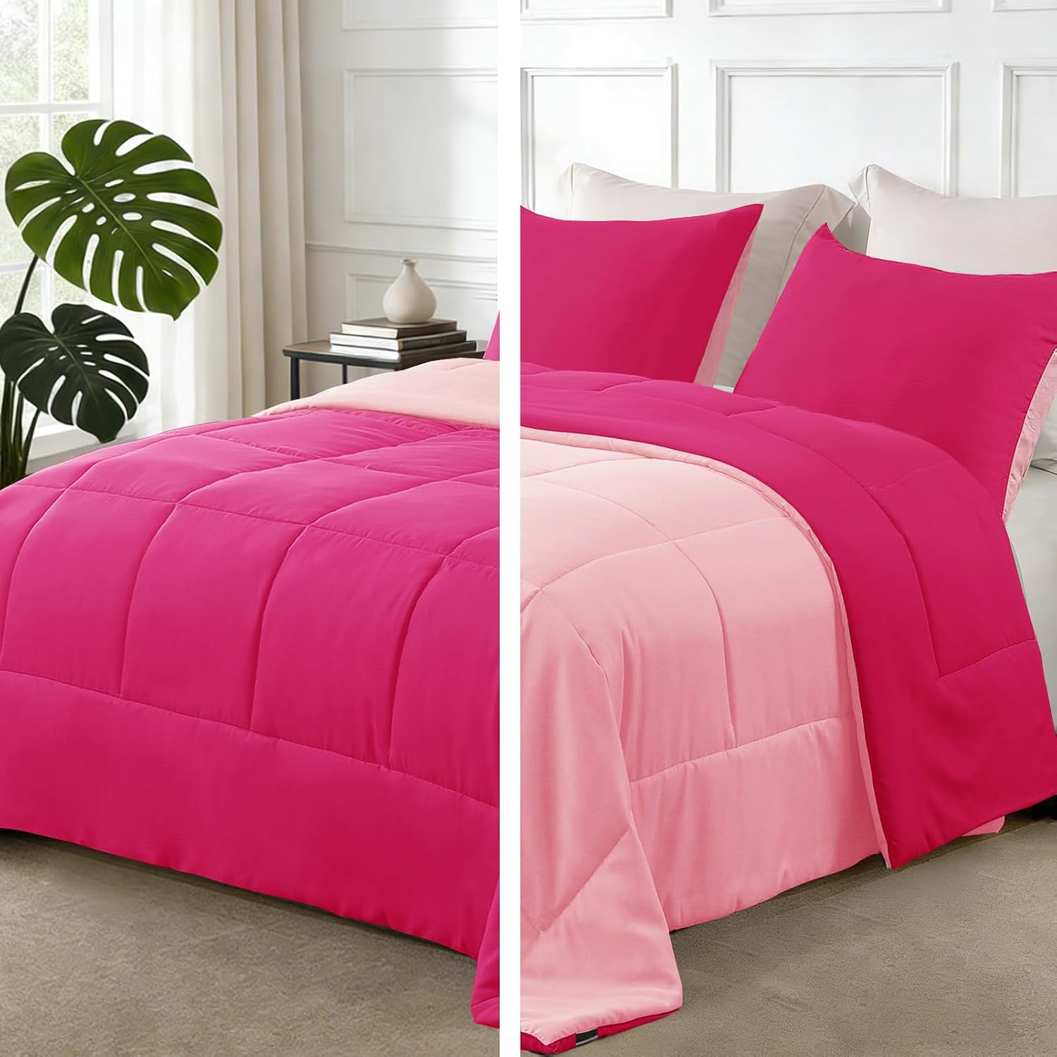 AUCT 23060 - Exclusivo Mezcla Lightweight Reversible Queen Size Comforter Set, Down Alternative Comfort