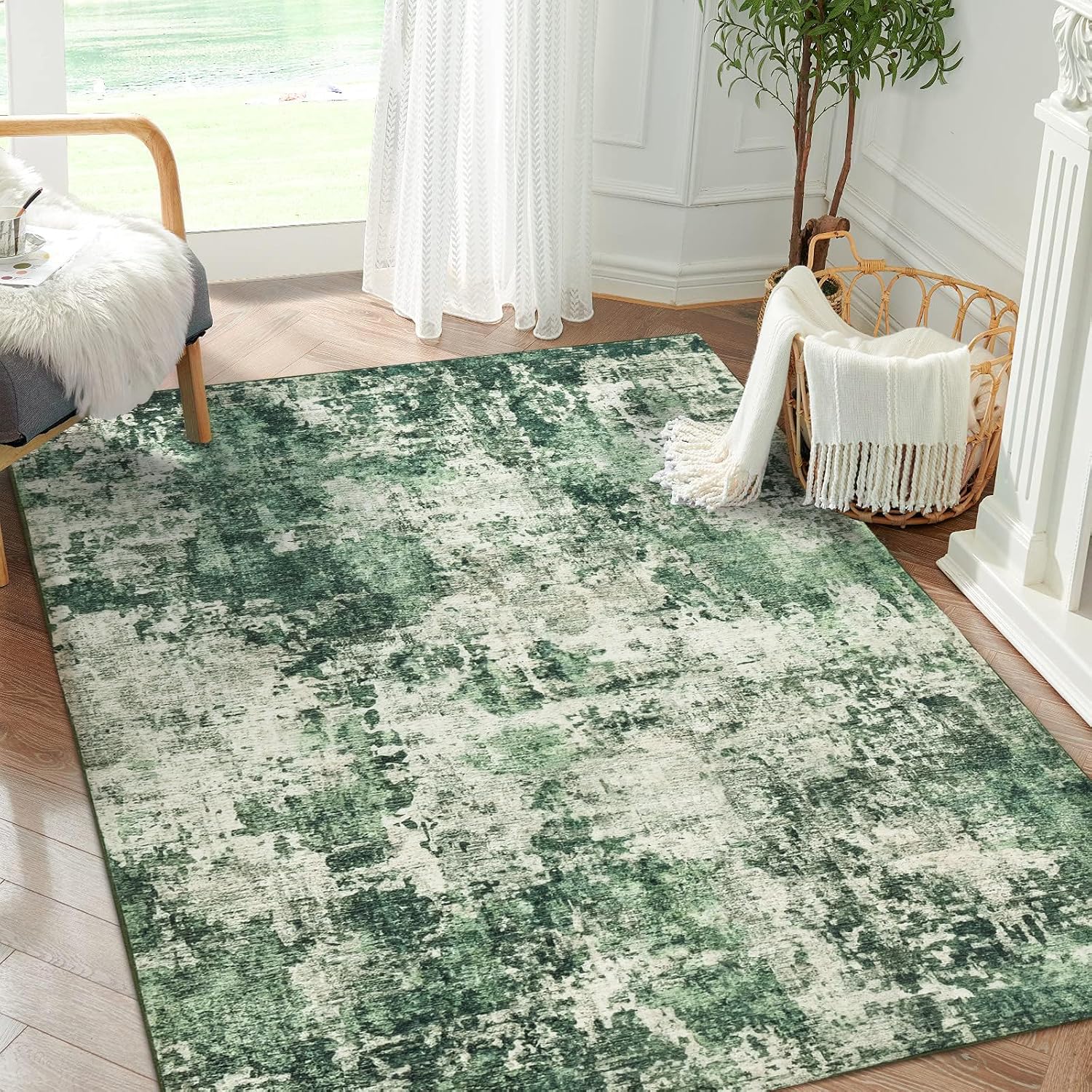 AUCT 23004 - $76 Rugs for Bedroom 8X10 Washable Foldable Non Slip Living Room Area Rug Under Dining Tab - Image 3