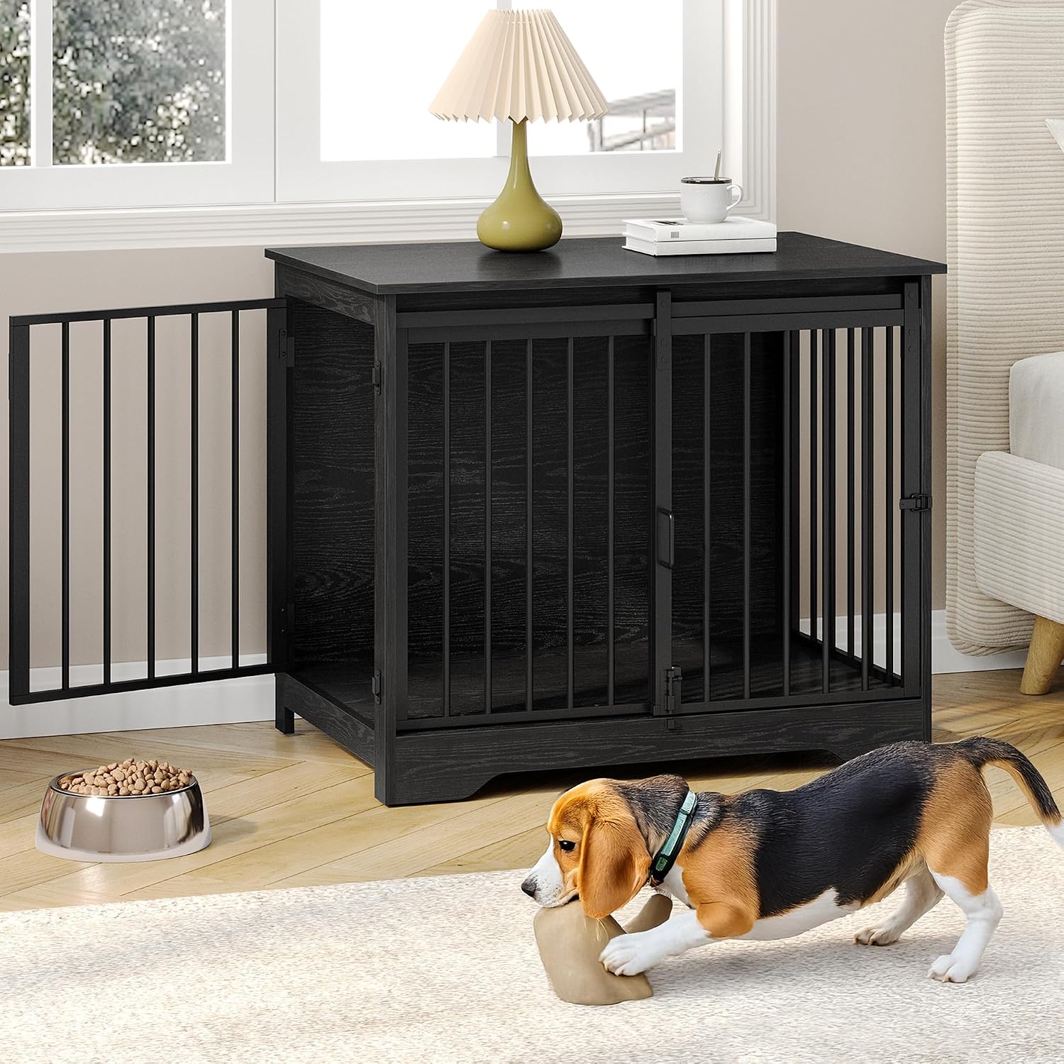 AUCT 23022 - $120 Hzuaneri 31.9" M Dog Crate Furniture Indoor Dog Kennel with Barn Door