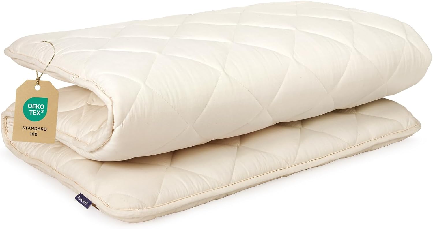 AUCT 23144 - $135 Aircliff Japanese Floor Futon Mattress, Roll Up Tatami Mat, Sleeping Pad, Shikibuton,