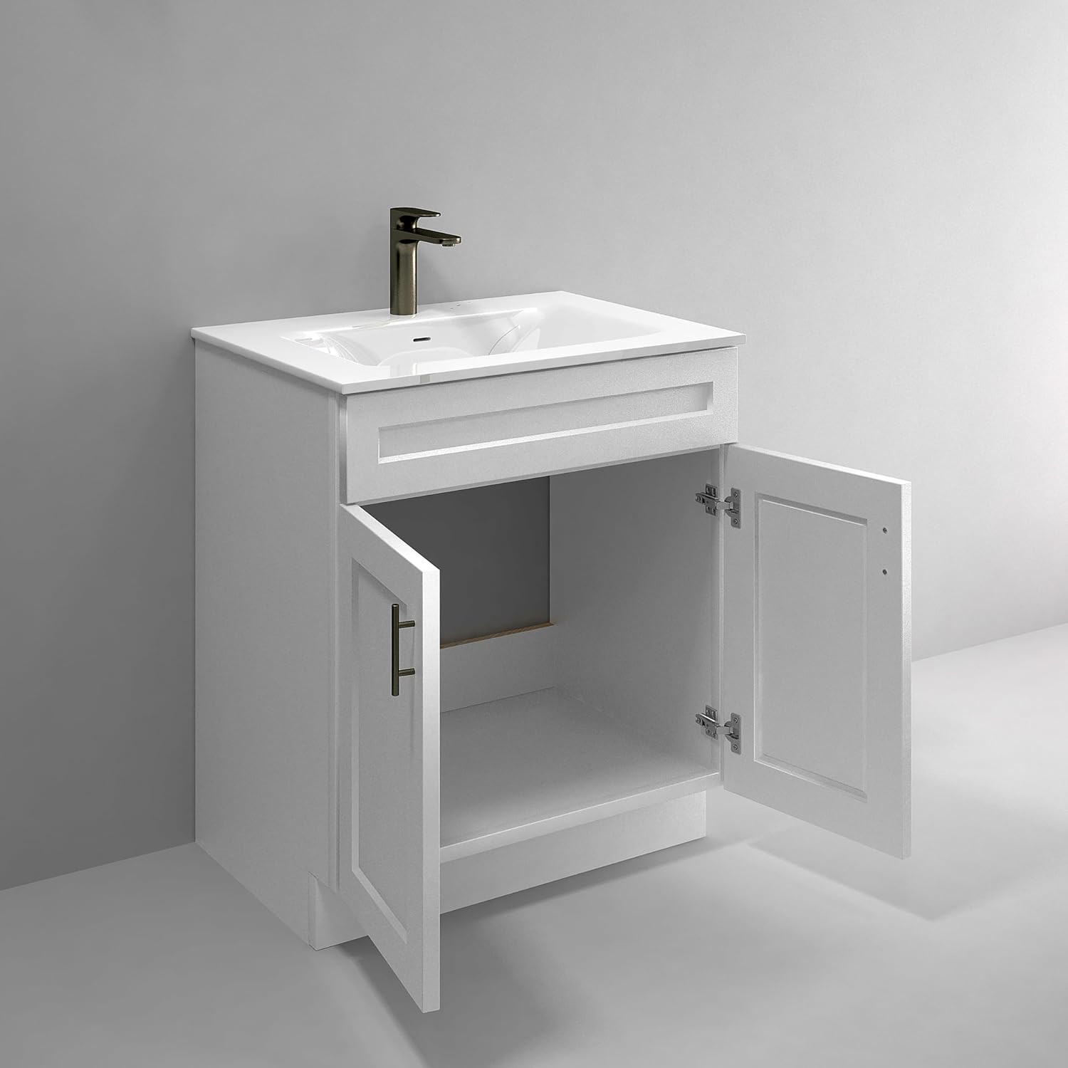 AUCT 22877 - $144 La Royal White Shaker Sink Base Bathroom Vanity Ready-to-Assemble Cabinet 30" Width - Image 3