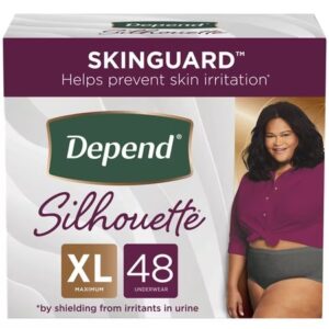 AUCT 24754 - $62 Depend Silhouette Adult Incontinence Underwear for Women, XL, Black, 48Ct