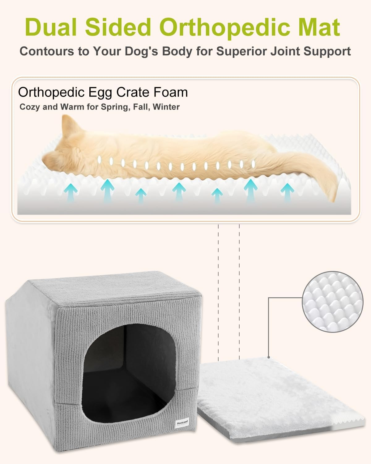 AUCT 22974 - $69 Hovicaed Indoor Dog House Extra Large Sized Dog Tent with Cave Bed 42x30ins - Image 3