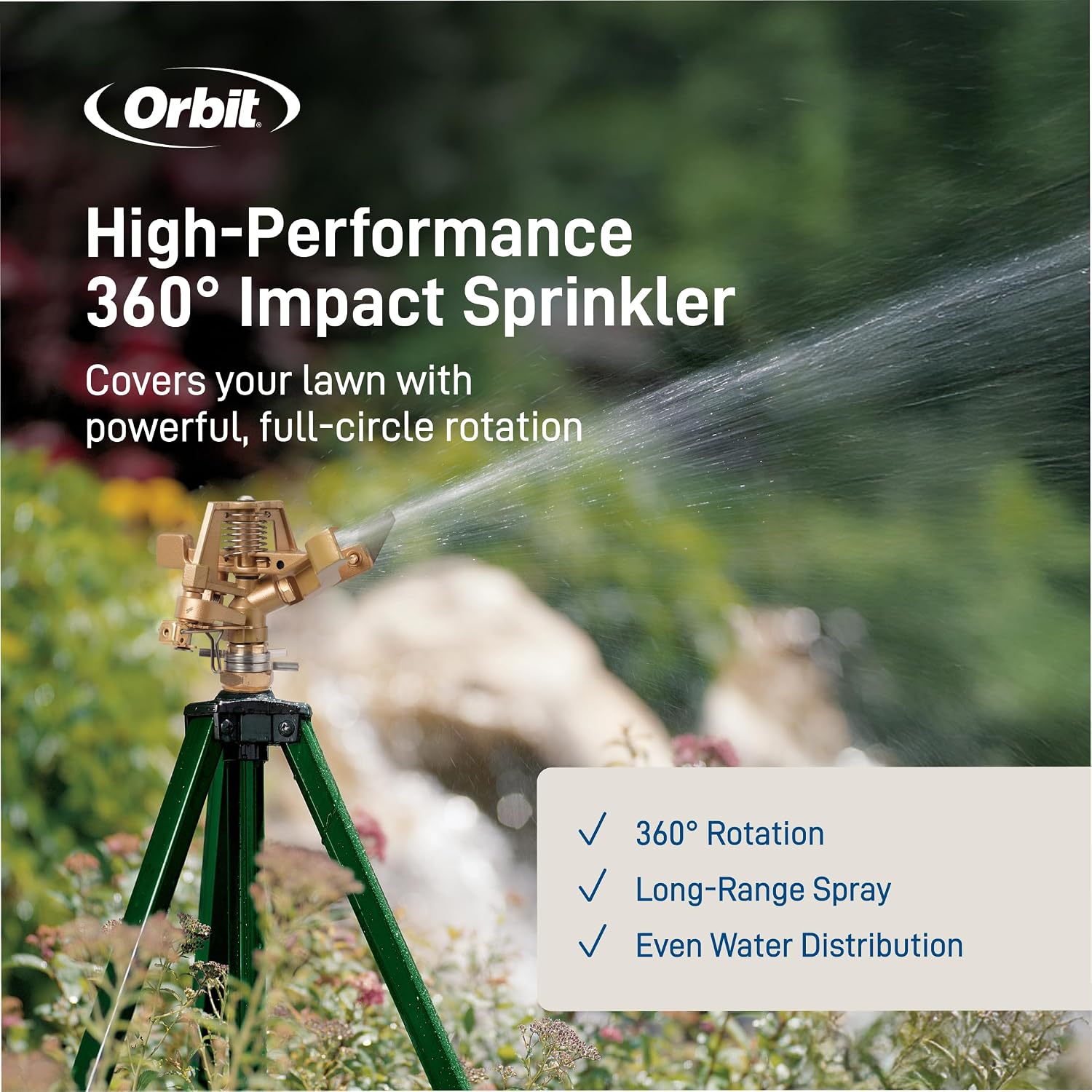 AUCT 22999 - Orbit Tripod Zinc Impact Sprinkler, Adjustable Height - 56667 - Image 3