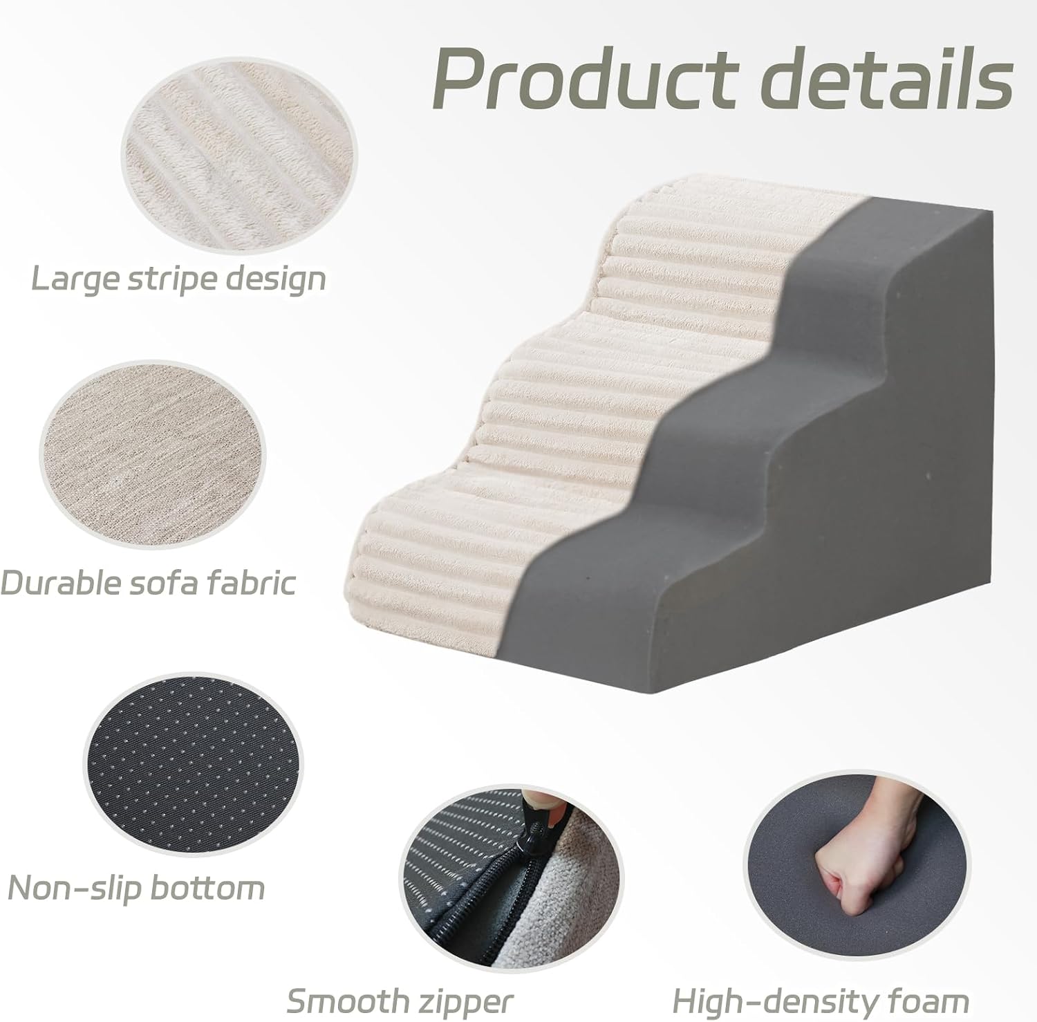 AUCT 23136 - Laojin Balhen Dog Stairs for Small Dogs & Cats 15.7" H, High Density Foam Dog Steps Ramp f - Image 4