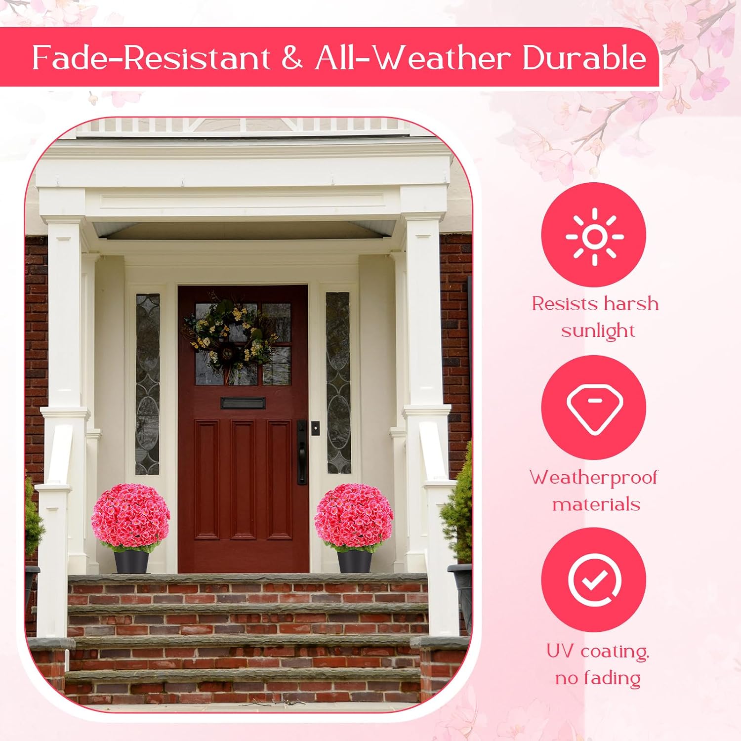 AUCT 24897 - $61 2 Pack 20" Artificial Geraniums Flowers Outdoor Decoration, Faux Geraniums Bush Potted - Image 3