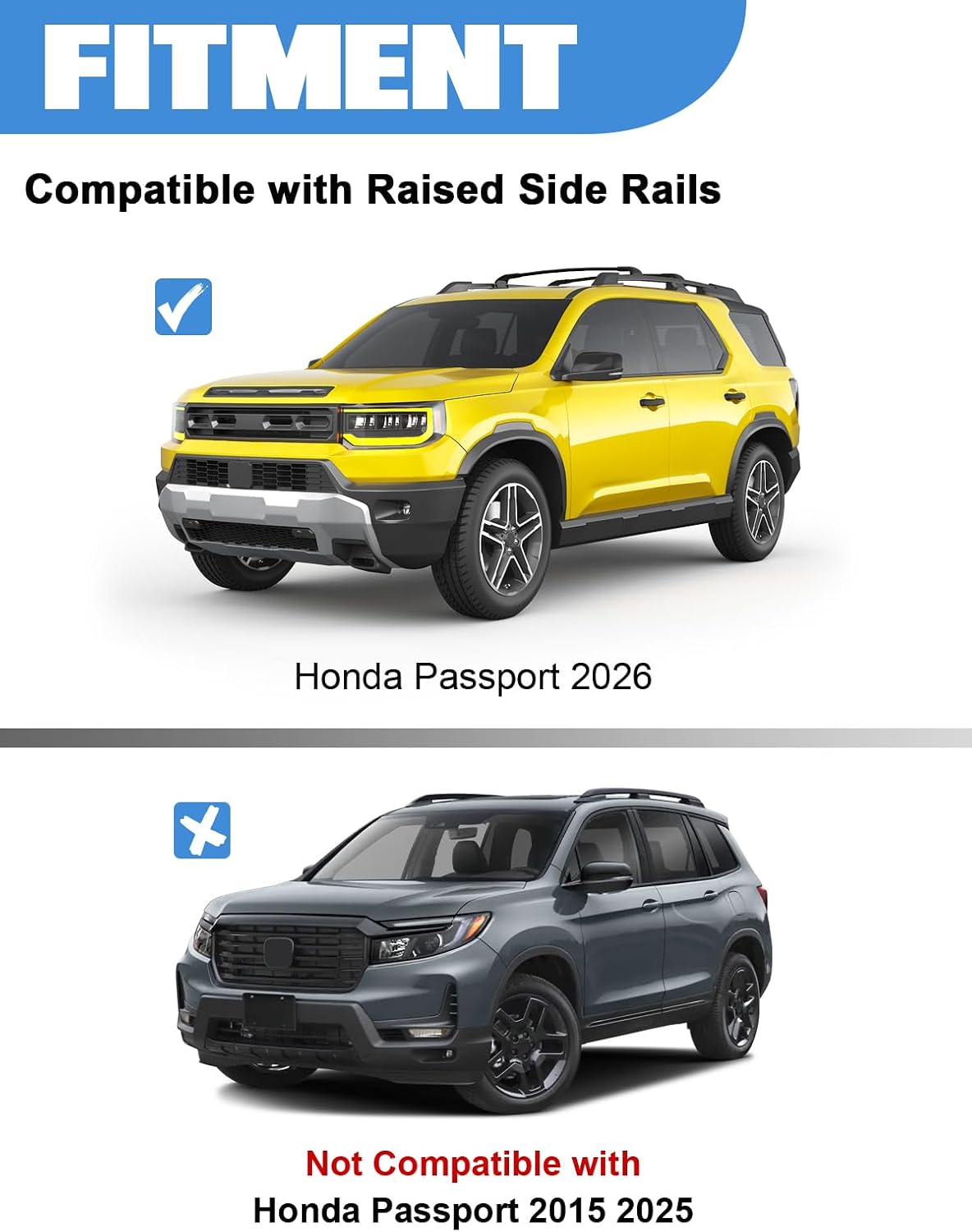AUCT 22775 - $94 FengYu Roof Rack 220lbs Cross Bars Compatible with Honda Passport 2026 with Raised Sid - Image 2