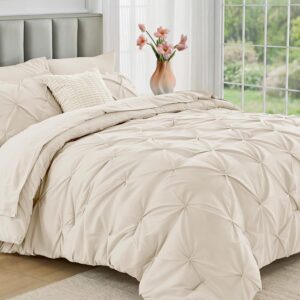 AUCT 24987 - JOLLYVOGUE King Size Comforter Set 7 Pieces - Bed in a Bag King for All Season, Pintuck Be