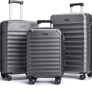 AUCT 23038 - $170 LIGHT FLIGHT Luggage Sets 3 Pcs Suitcase with Wheels,20"/24"/28",Gray