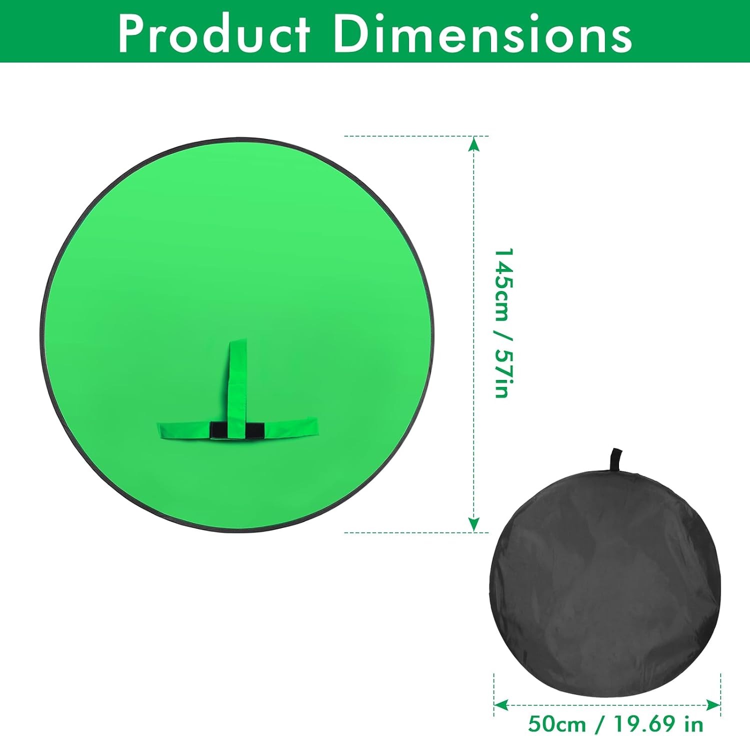 AUCT 23099 - Portable Green Screen Chair, 57 in Greenscreen Backdrop with Stand Double Sided Foldable G - Image 2