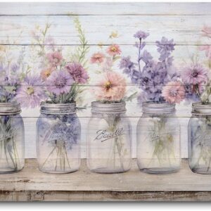 AUCT 23249 - Farmhouse Decor Wall Art Purple Pink Flowers Painting Prints Watercolor Floral Plants Pict