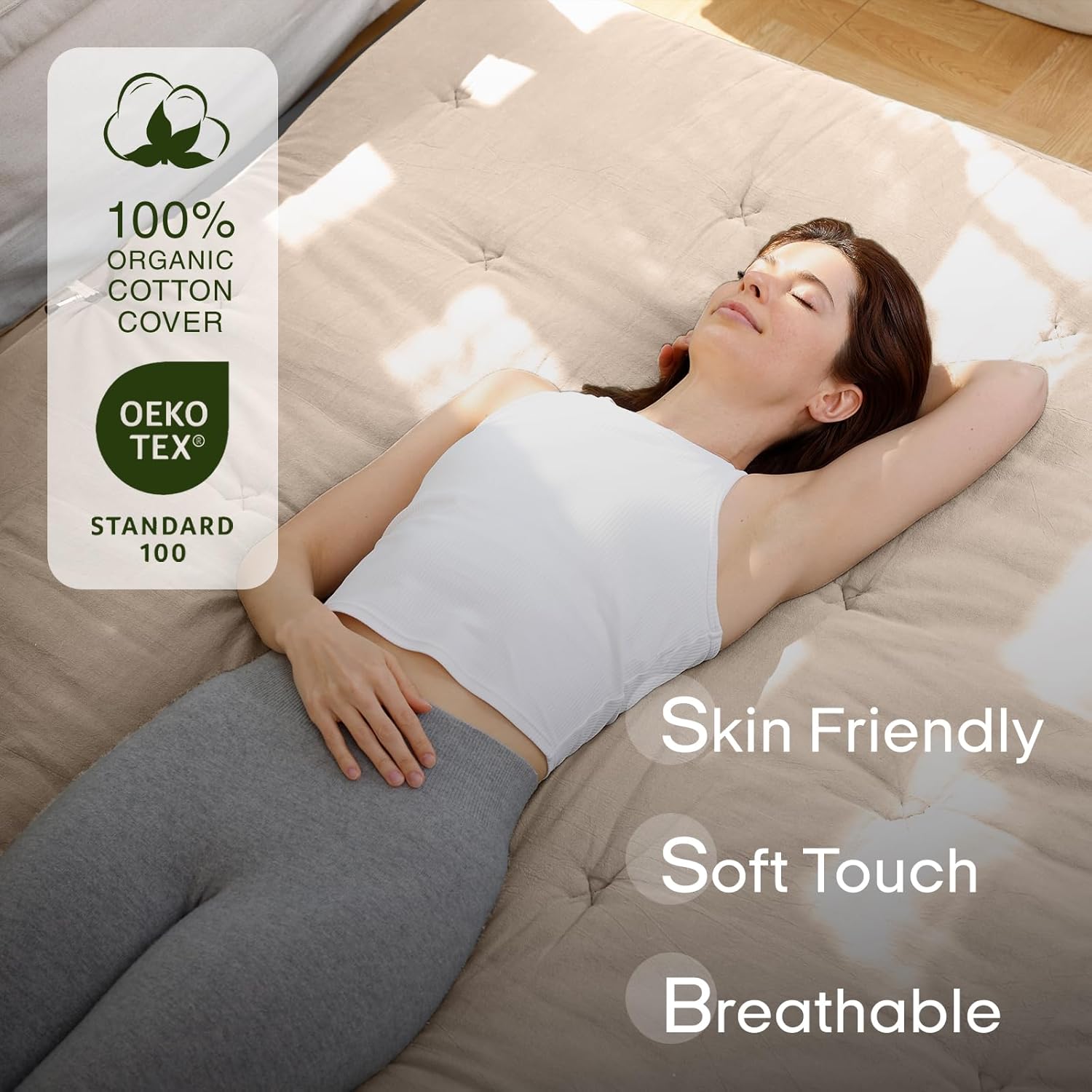 AUCT 22953 - $110 ZonLi Japanese Floor Futon Mattress 100% Cotton Cover Foldable Portable - Image 2