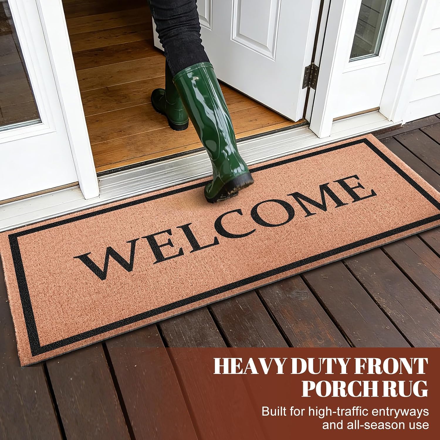 AUCT 24869 - Welcome Long Doormat for Double Door Entrance, 24x59 Inch - Image 4