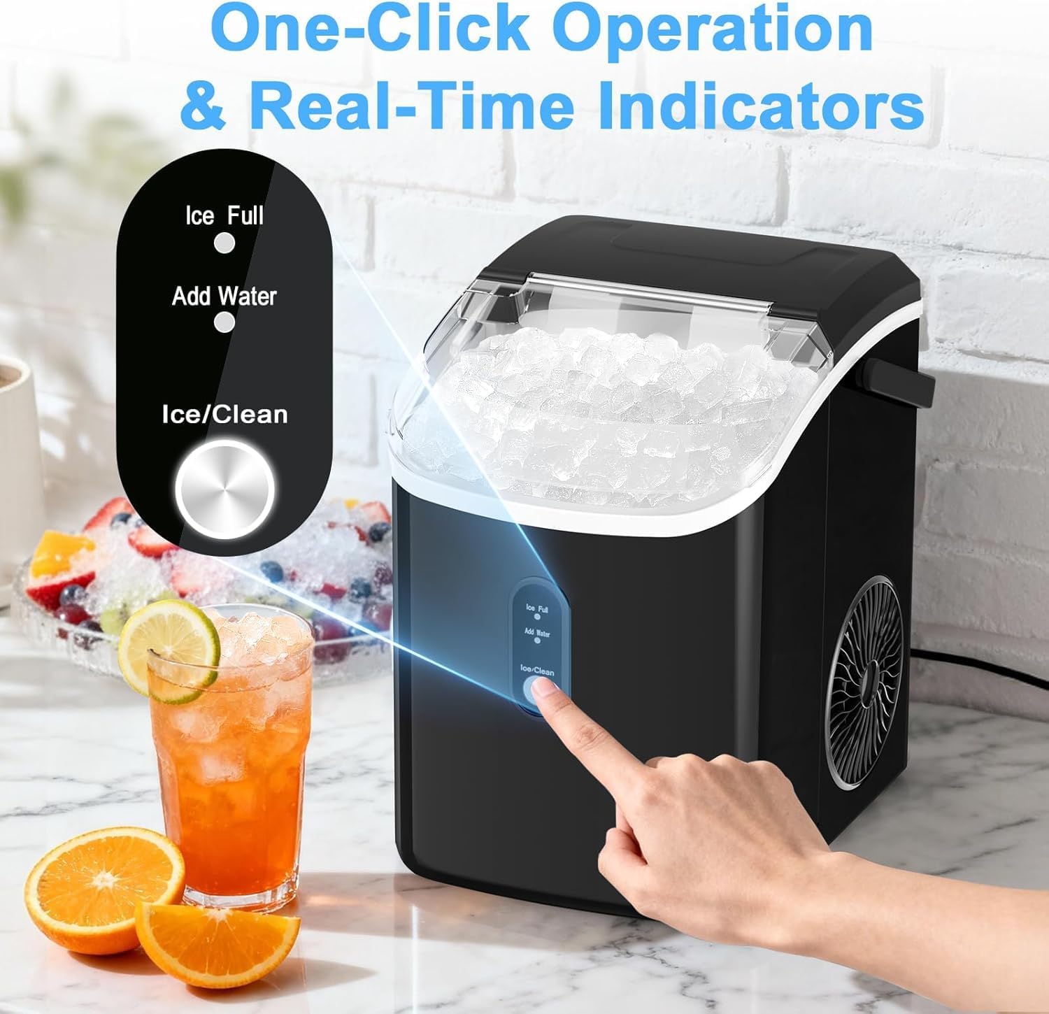 AUCT 23191 - $180 Nugget Ice Maker Countertop with Handle, Chewable Pellet Ice Maker with Self-Cleaning - Image 4