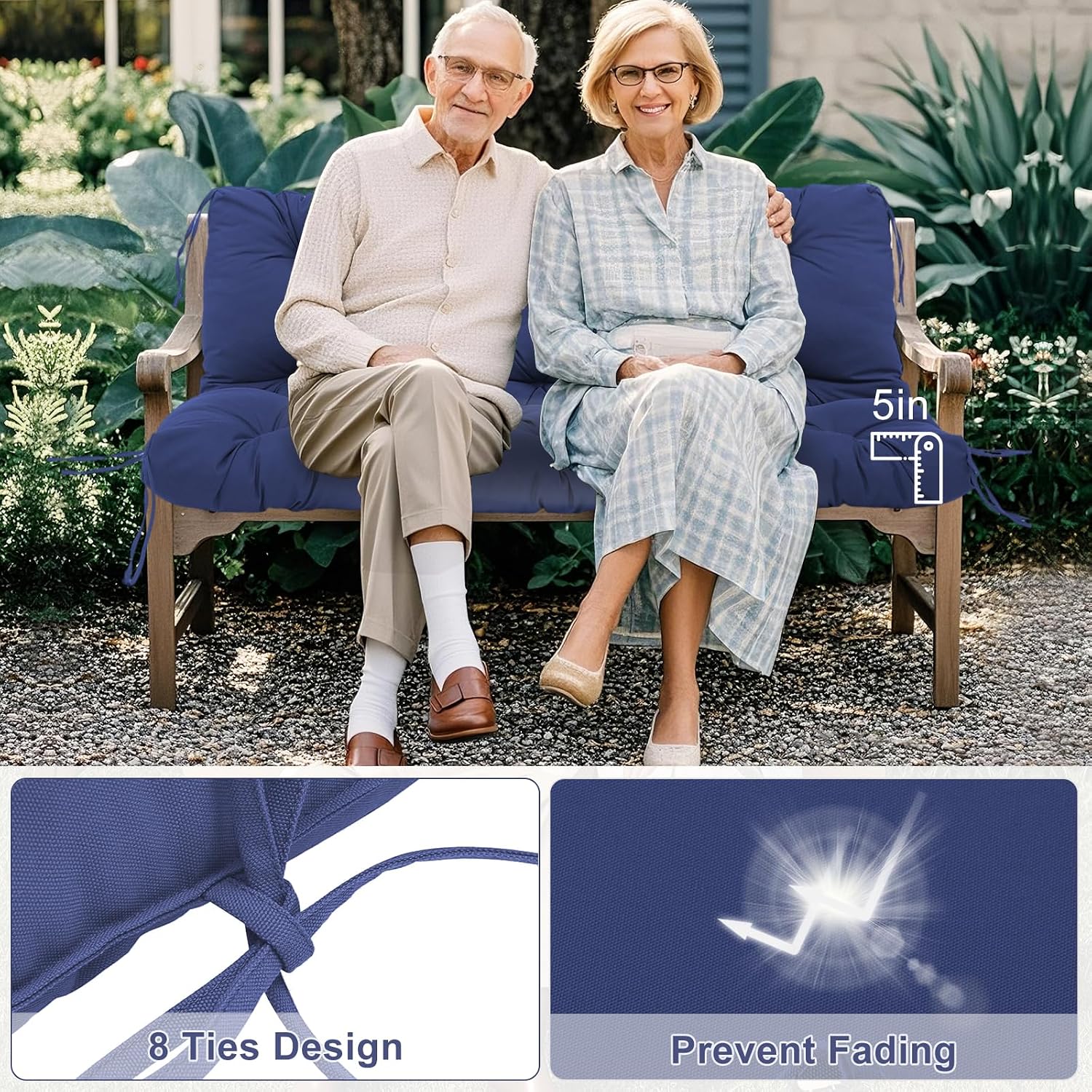 AUCT 23077 - $96 Swing Cushions 3 Seater Replacement Waterproof Outdoor Porch Swing Cushion with Backre - Image 2