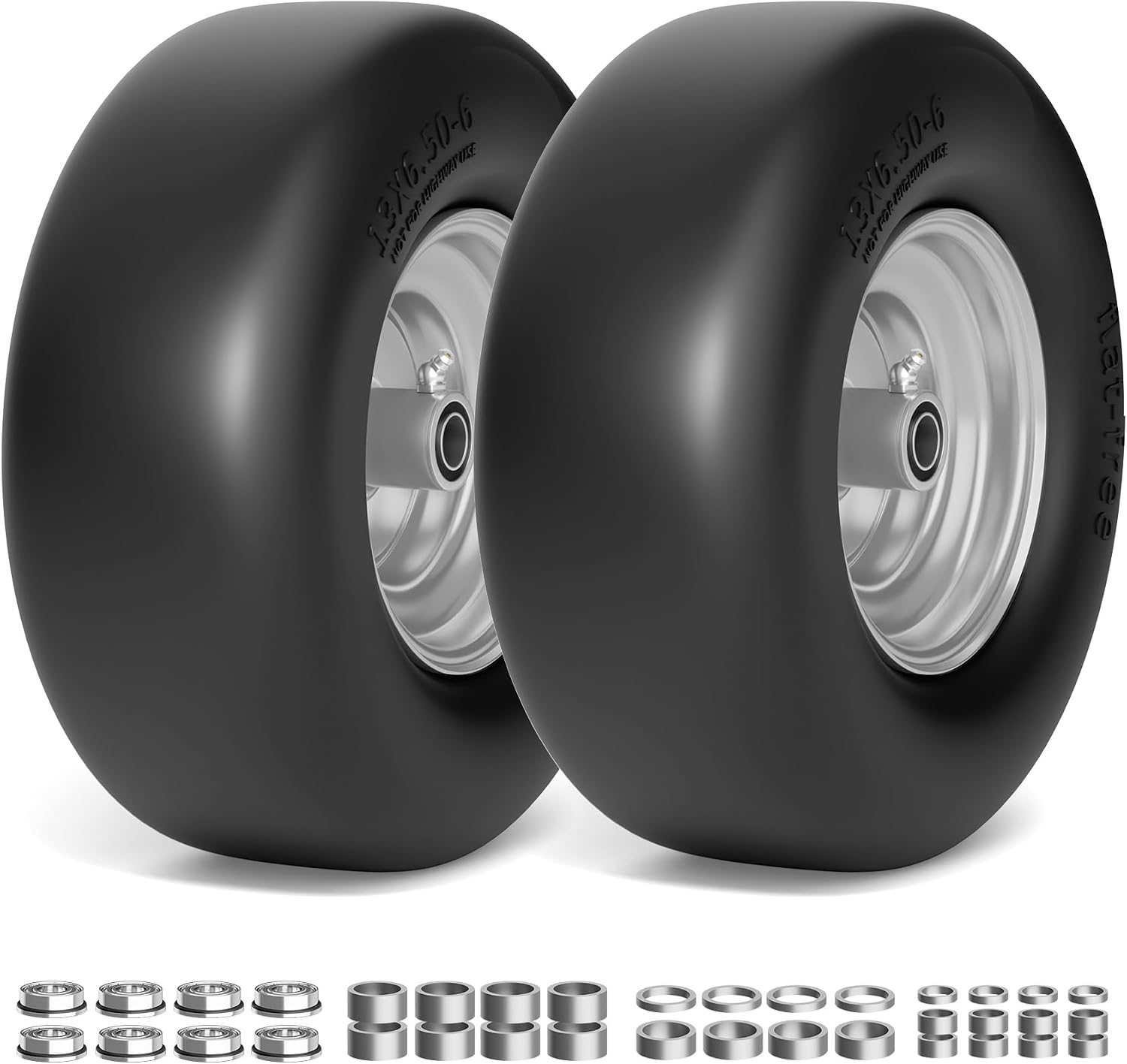 AUCT 24949 - $56 TEPU 13x6.50-6 Flat Free Lawn Mower Tire and Wheel for Zero Turn Mower