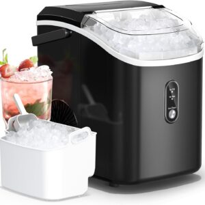 AUCT 23191 - $180 Nugget Ice Maker Countertop with Handle, Chewable Pellet Ice Maker with Self-Cleaning