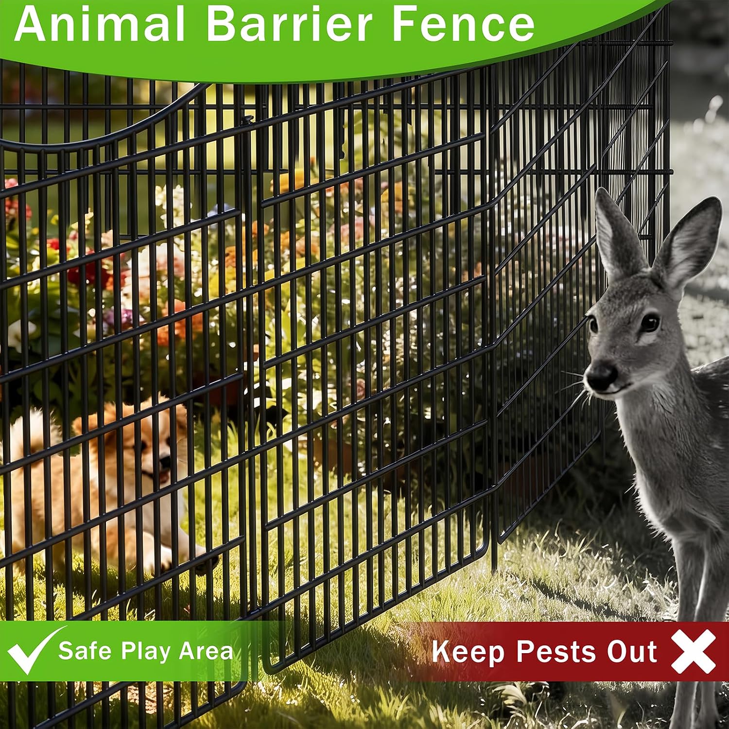 AUCT 24857 - $90 10 Panels No Dig Dog Fence Outdoor for Yard, 48 in (H) x 23.6 ft (L) Animal Barrier Fe - Image 4
