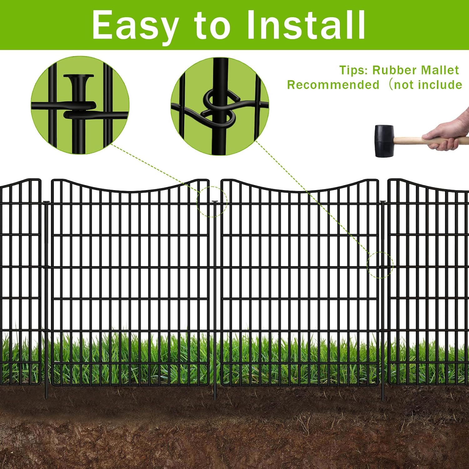 AUCT 24857 - $90 10 Panels No Dig Dog Fence Outdoor for Yard, 48 in (H) x 23.6 ft (L) Animal Barrier Fe - Image 3