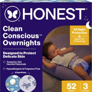 AUCT 22916 - The Honest Company Overnight Diapers, Cozy Cloud, Size 3, 52 Count
