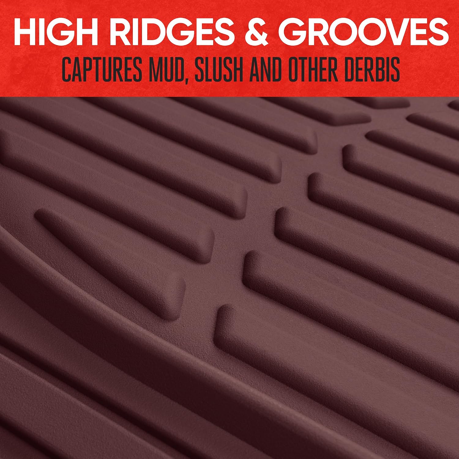 AUCT 24848 - Motor Trend FlexTough Floor Mats for Cars, Burgundy Deep Dish All-Weather Car Mats, Waterp - Image 4