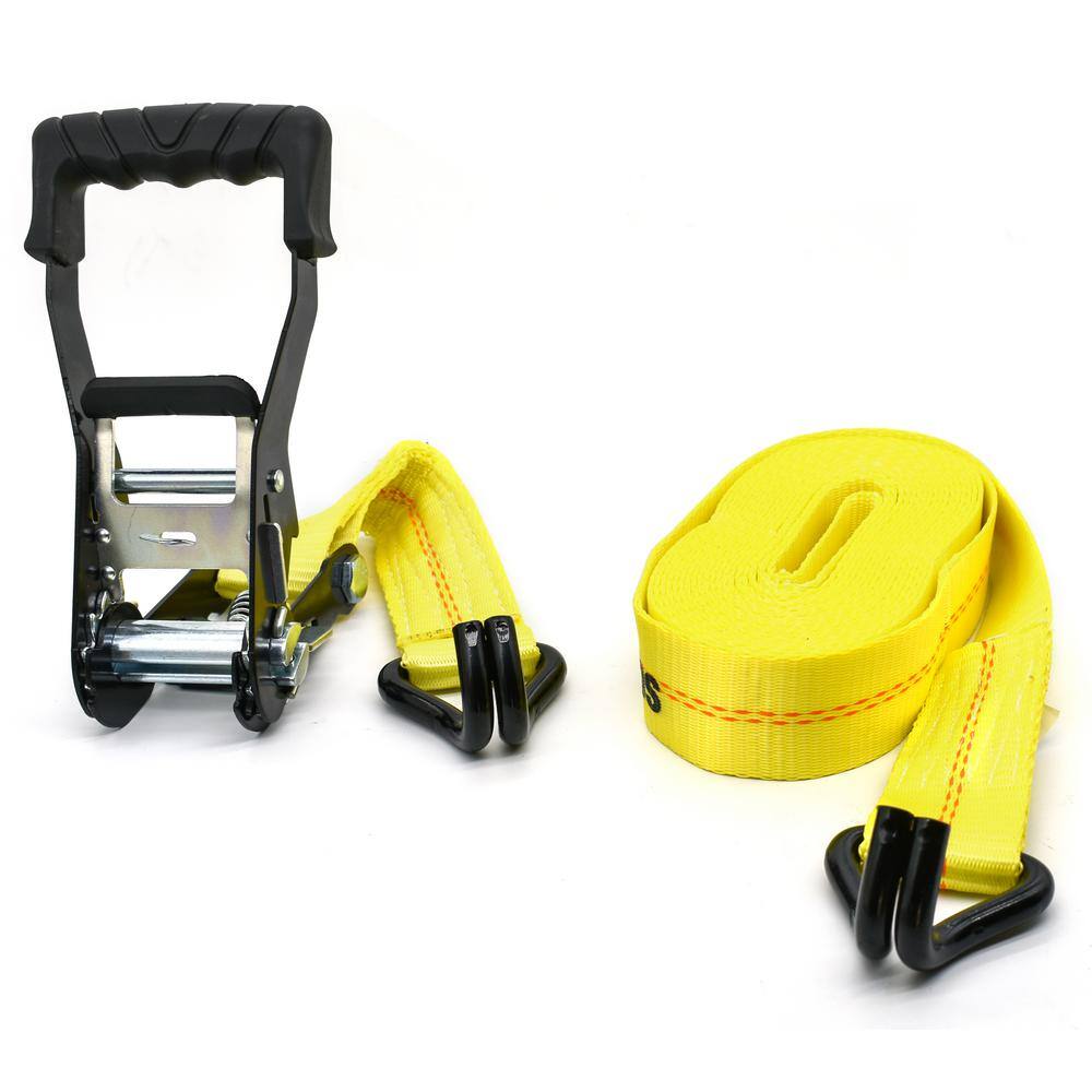 AUCT 23180 - 27 ft. x 2 in. Heavy-Duty Ratchet Tie-Down Strap with J Hook - Image 3