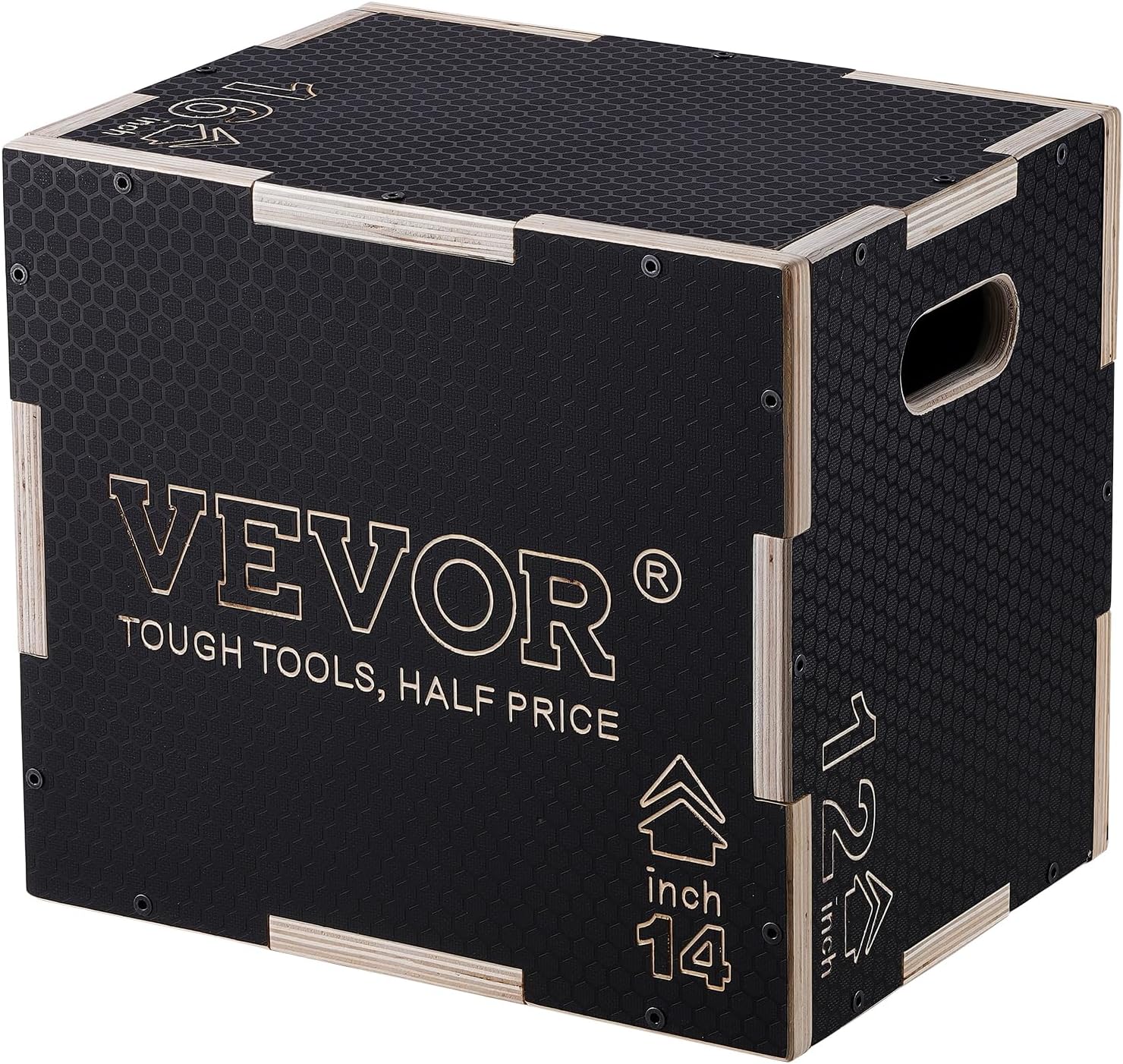 AUCT 23076 - VEVOR 3 in 1 Plyometric Jump Box, Easy-to-Assemble Wood Plyo Box for Jumping Trainers, Hom