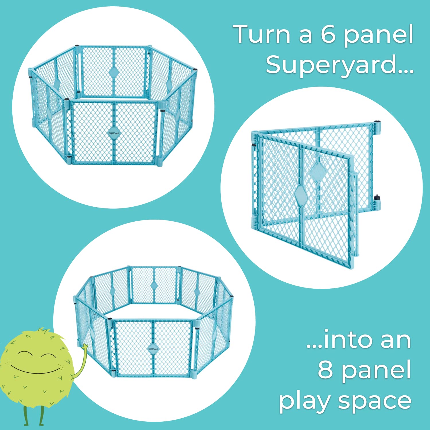 AUCT 22840 - Toddleroo Superyard 2-Panel Extension: Add 65" to Baby Playpens; Aqua - Image 2