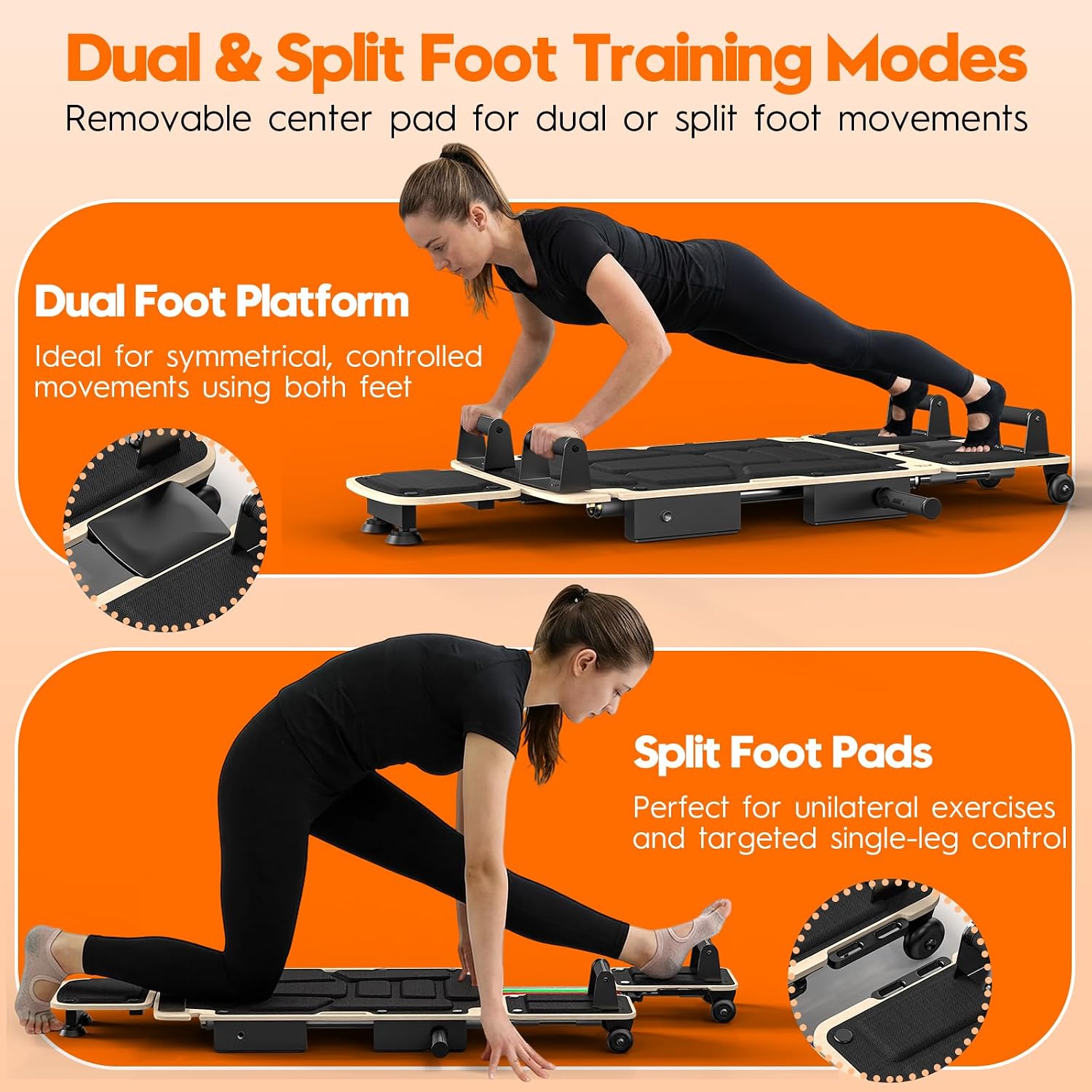 AUCT 22689 - $140 Pilates Board Reformer for Home Workout, Pilates Equipment with Dual & Split Foot Pad - Image 2