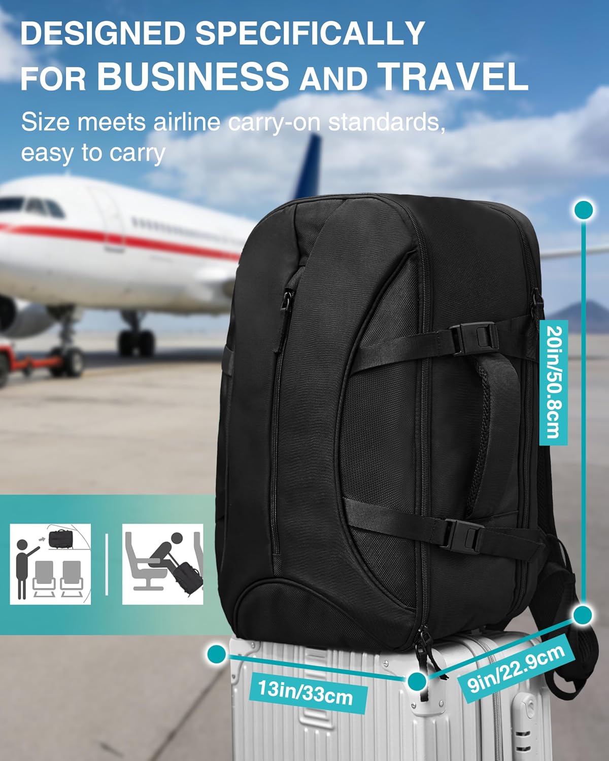 AUCT 24778 - $60 TSA-Friendly Travel Backpack with Laptop Compartment, 30L Carry-On Backpack for Men & - Image 2