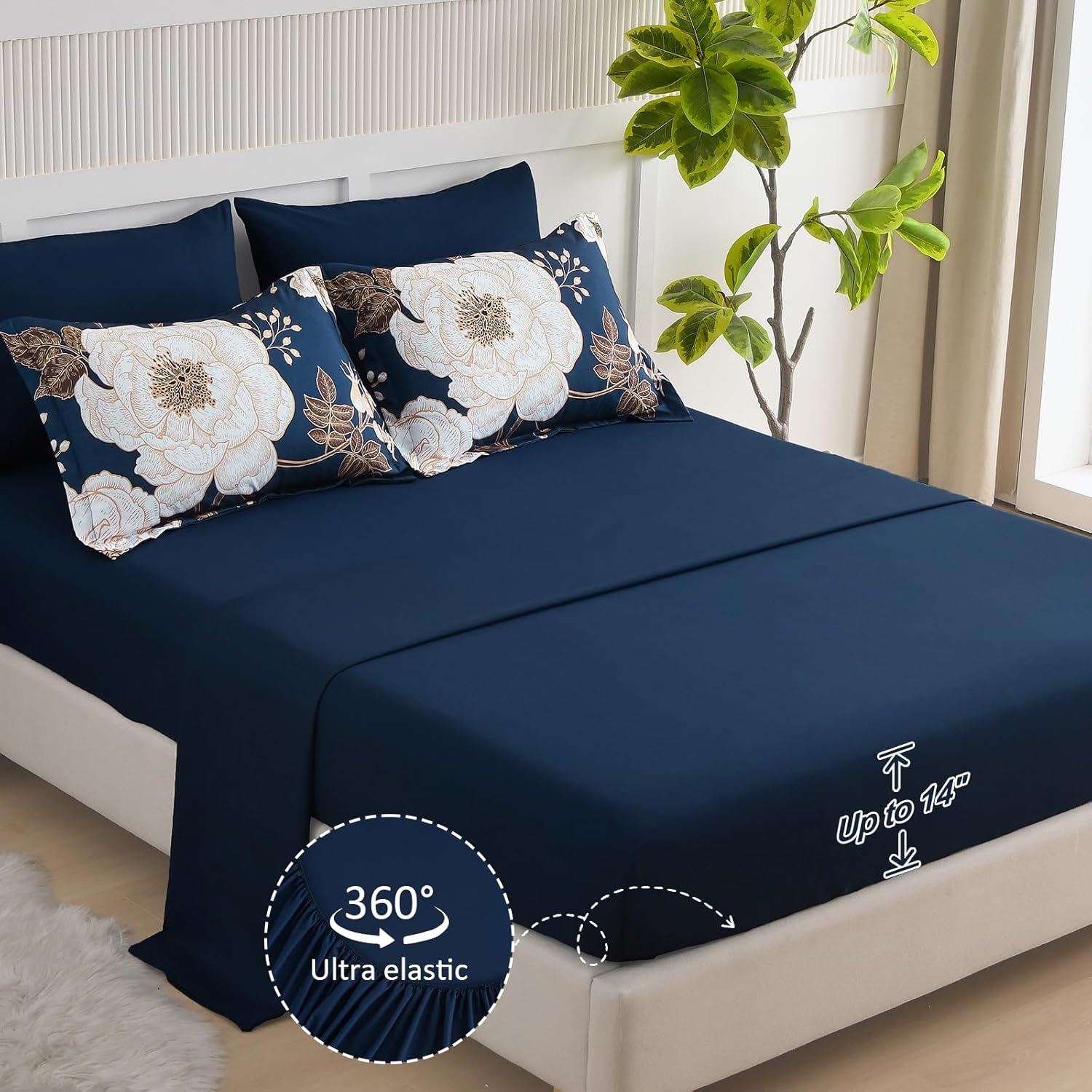 AUCT 23272 - Luxudecor Floral Comforter Set King,7-Piece Bed in a Bag - Image 4