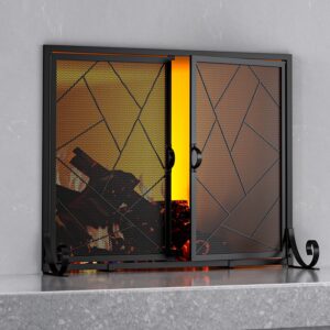 AUCT 22921 - $60 Fire Beauty Hinged Fireplace Screen Iron Frame Home Fire Guard(Middle)