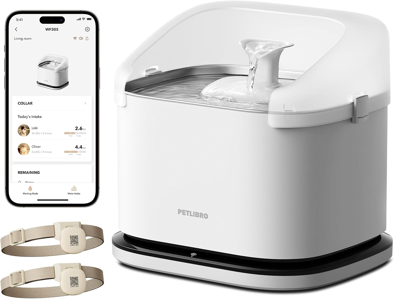 AUCT 23168 - $70 PETLIBRO Cats Water Fountain for Multi Cats, Cat Fountain with RFID Recognition Each P
