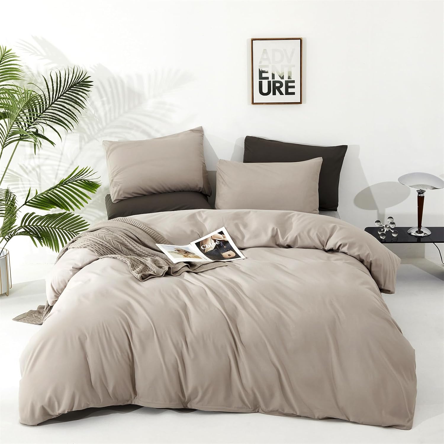 AUCT 23117 - $90 Cottonight Beige Comforter Set California King Cream Khaki Bedding Comforter Set Cal K - Image 3
