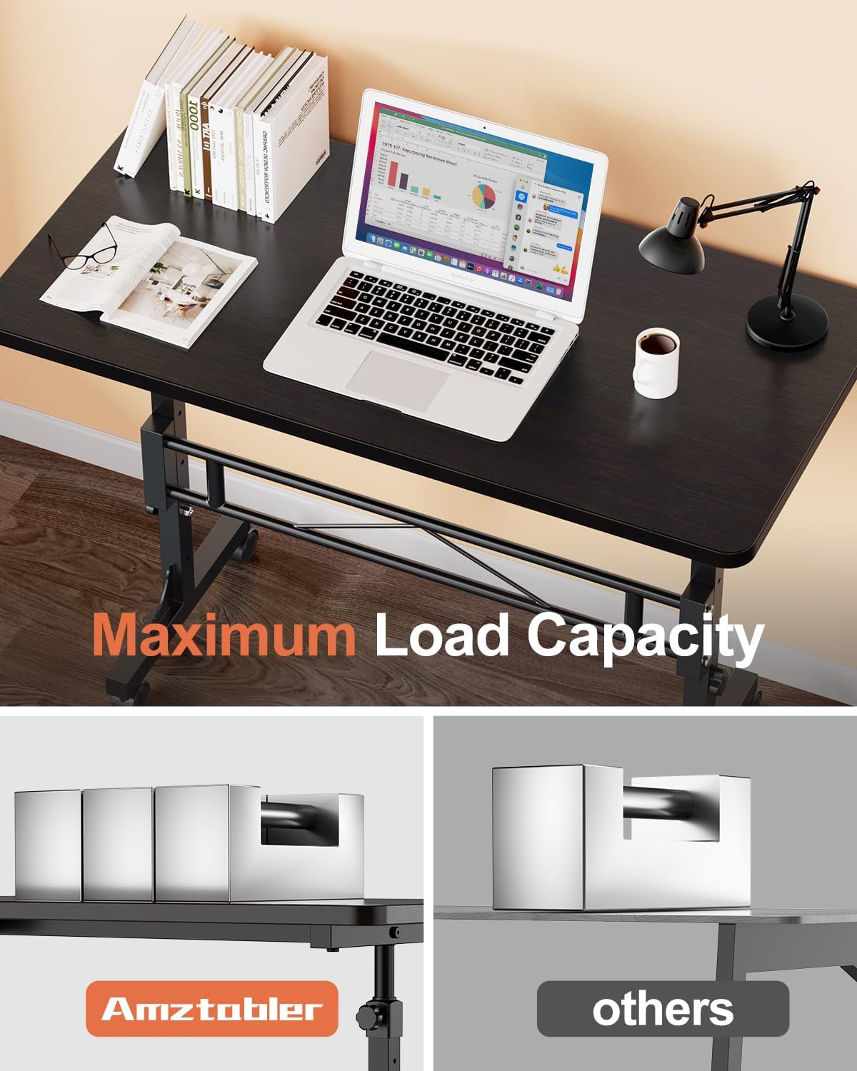 AUCT 22831 - $70 Small Standing Desk Adjustable Height,Mobile Stand Up Desk with Wheels - Image 4