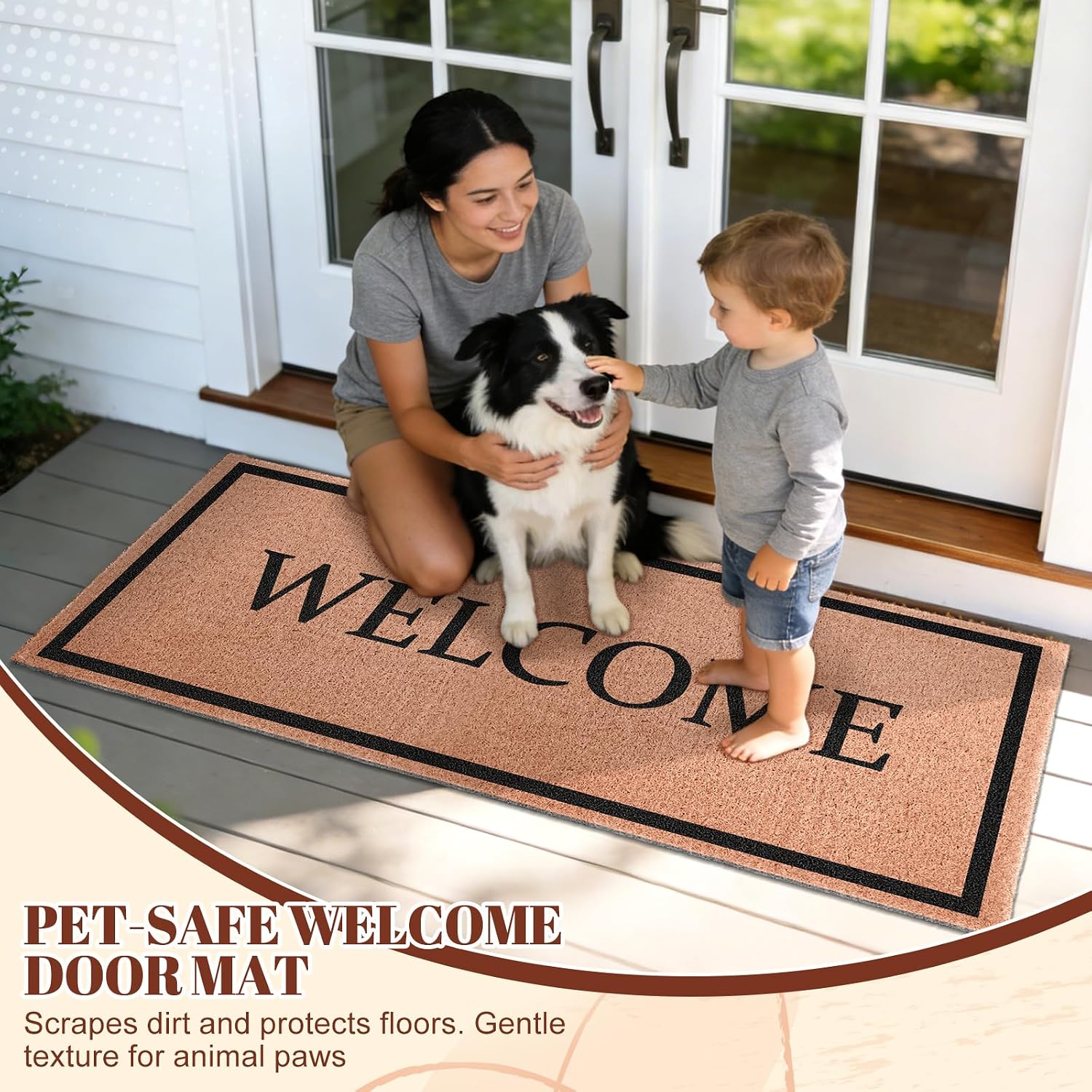 AUCT 24869 - Welcome Long Doormat for Double Door Entrance, 24x59 Inch - Image 3