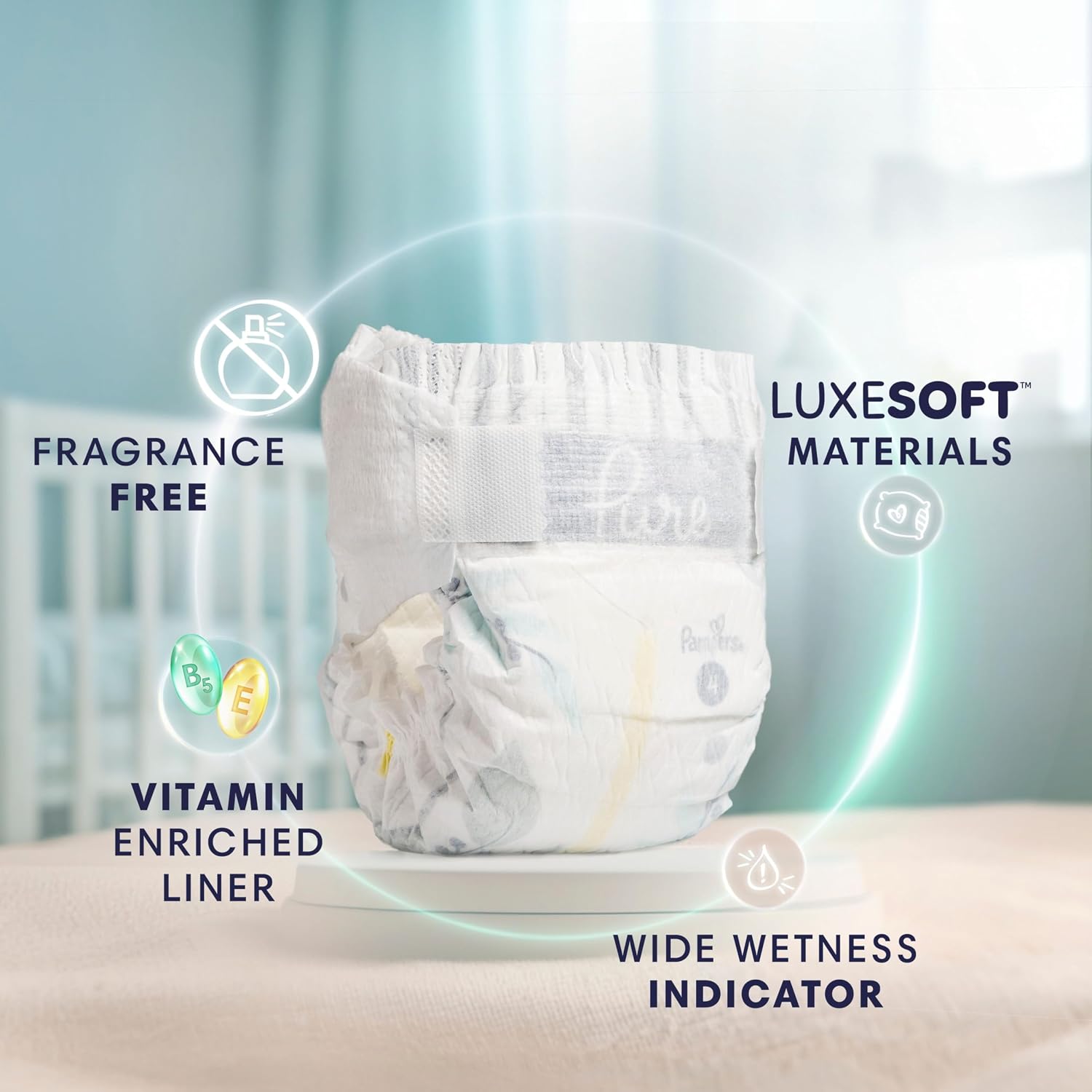 AUCT 23268 - Pampers Pure Baby Diapers, Size 3 (16-28 lbs), 66 - Image 2
