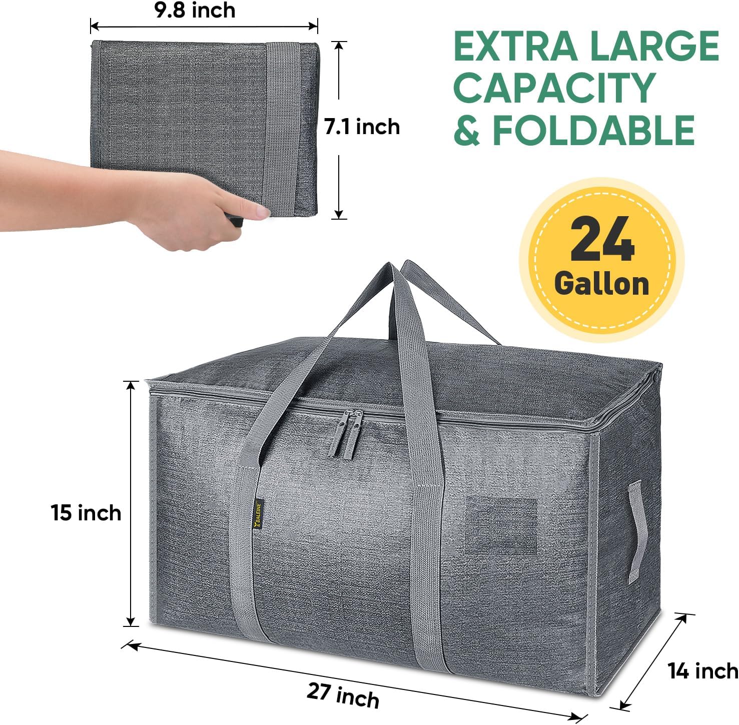 AUCT 23115 - BALEINE 6-Pack Oversized Moving Bags with Reinforced Handles, Heavy-Duty Storage Tote for - Image 2