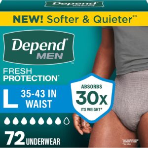 AUCT 23214 - $53 Depend Fresh Protection Adult Diapers for Men, Large, 72 Count