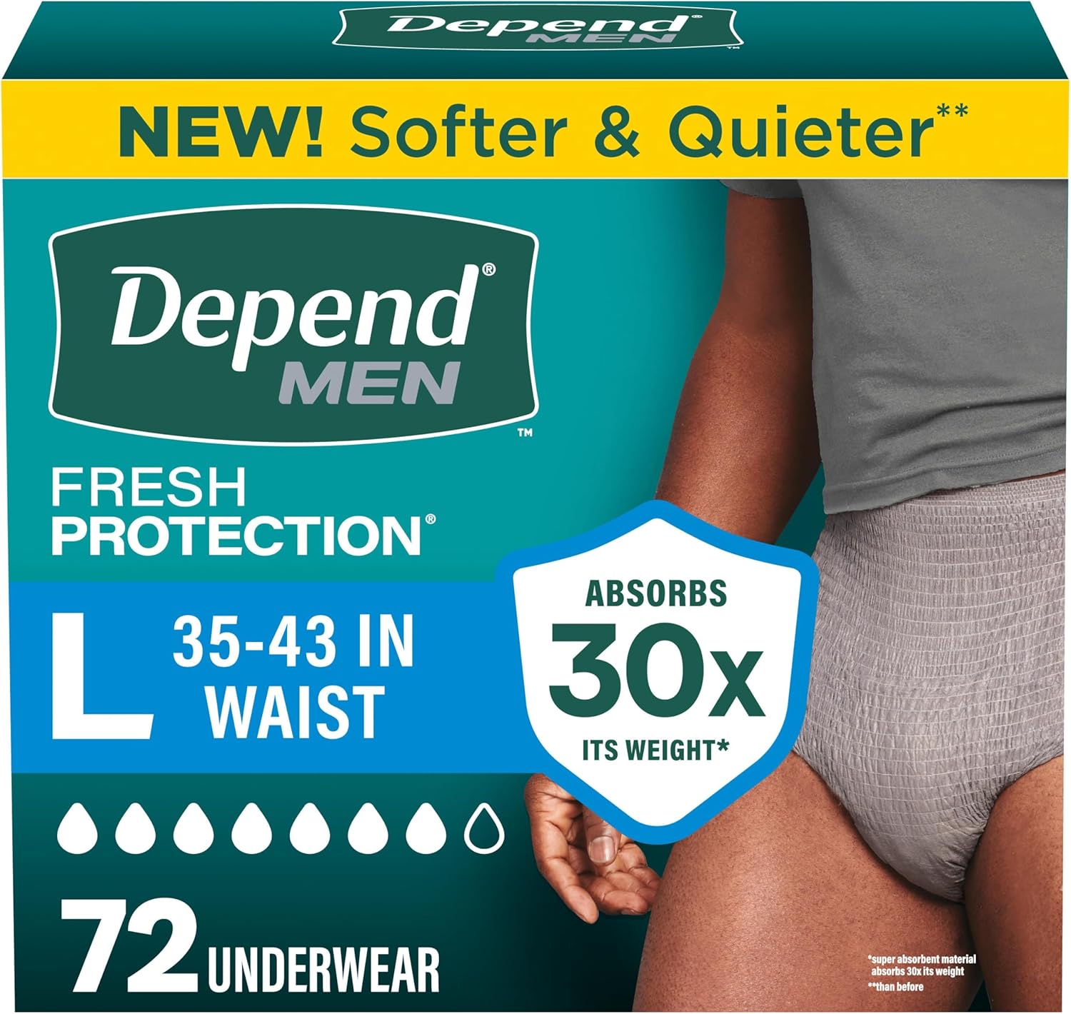 AUCT 23214 - $53 Depend Fresh Protection Adult Diapers for Men, Large, 72 Count