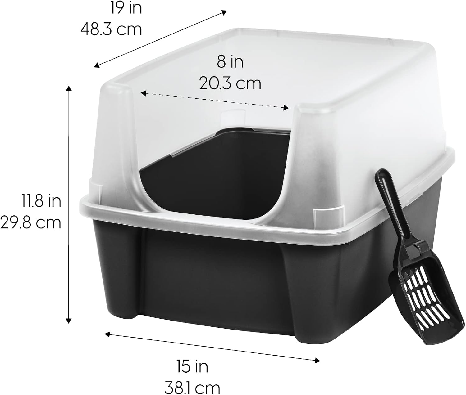AUCT 22796 - IRIS USA High Sided Cat Litter Box, Scatter Shield, Large, Black 2 Pack - Image 2