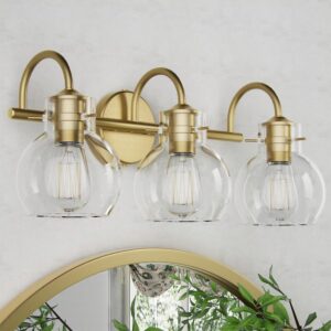 AUCT 24934 - $72 Gold Vanity Light, 3 Light Bathroom Light Fixtures, Modern Bathroom Vanity Lights Fixt