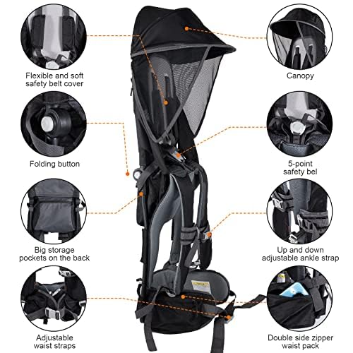 AUCT 23103 - $129 Baby Backpack Carrier, Safe Toddler Hiking Backpack Carrier Camping Child Carriers wi - Image 2