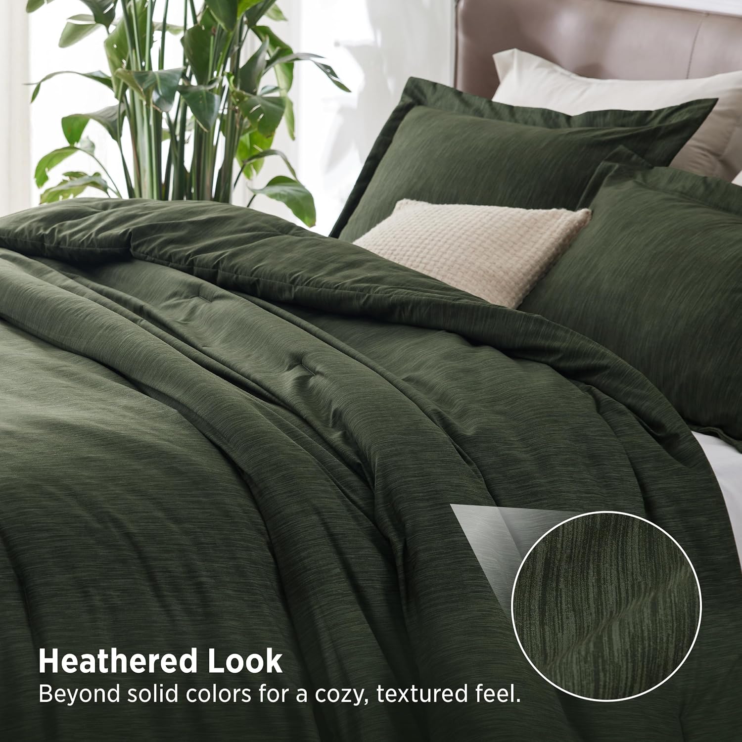 AUCT 23010 - $85 Bedsure Olive Green Oversized King Comforter Set, Soft Cationic Dyed 3 Pcs - Image 3