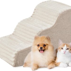 AUCT 23136 - Laojin Balhen Dog Stairs for Small Dogs & Cats 15.7" H, High Density Foam Dog Steps Ramp f