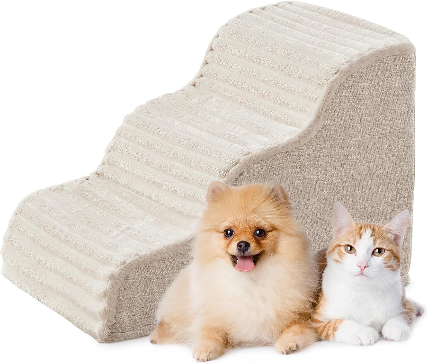 AUCT 23136 - Laojin Balhen Dog Stairs for Small Dogs & Cats 15.7" H, High Density Foam Dog Steps Ramp f