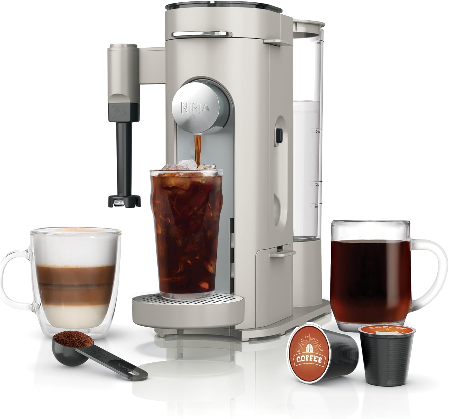 AUCT 23301 - $59 Ninja Single Serve Coffee Maker - Combo Machine, K-Cup Pods and Grounds