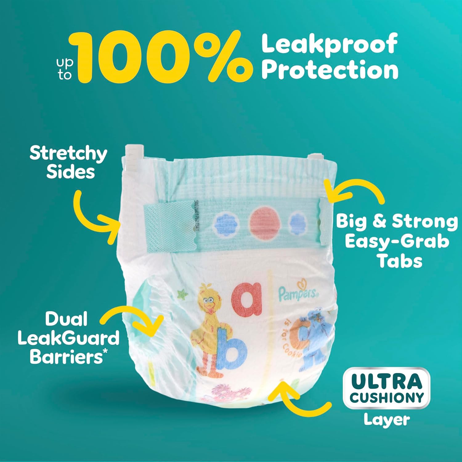 AUCT 24816 - Pampers Baby Dry Ultra Cushiony Diapers, Size 1 (8-14 lbs), 204 Count, Up to 100% Leakproo - Image 4