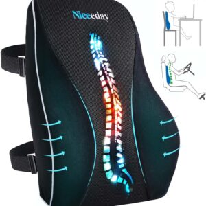 AUCT 22890 - Niceeday Lumbar Support Pillow for Office Chair Car Back Support Pillow, Memory Foam Gamin