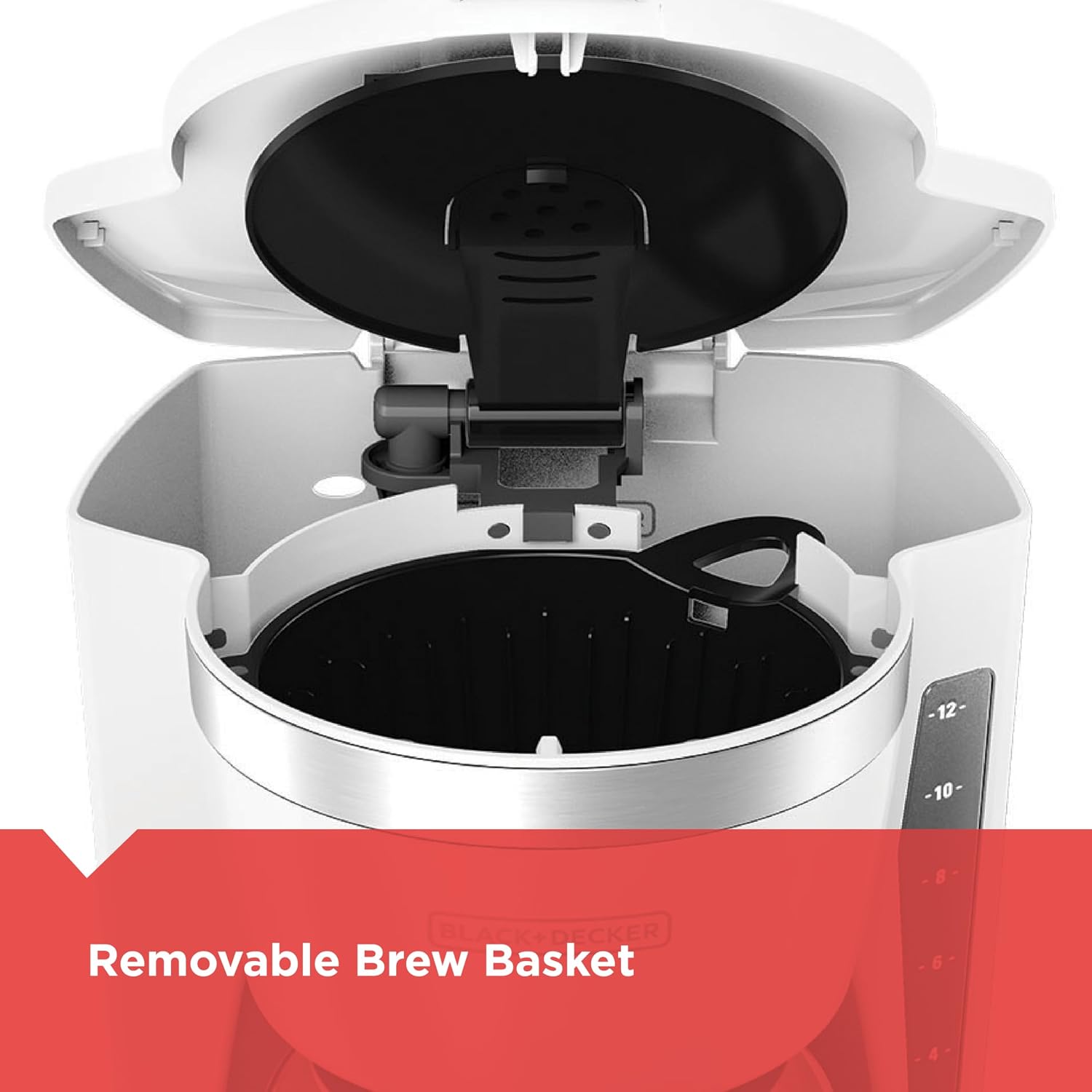 AUCT 23179 - BLACK+DECKER CM1160W-1 CM1160W 12-Cup Programmable Coffeemaker, White/Stainless Steel - Image 4